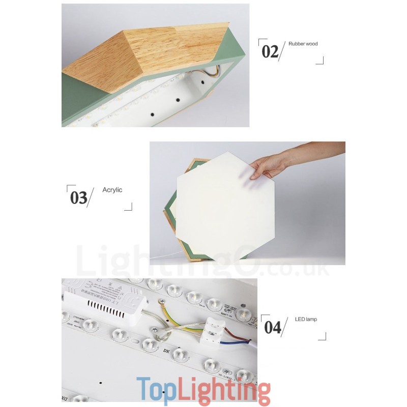 Dimmable Macaron Ultra thin Multi Colours Wood Ceiling Light with Acrylic Shade Ceiling Lamp Nordic Style