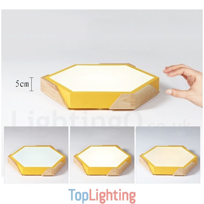Dimmable Macaron Ultra thin Multi Colours Wood Ceiling Light with Acrylic Shade Ceiling Lamp Nordic Style