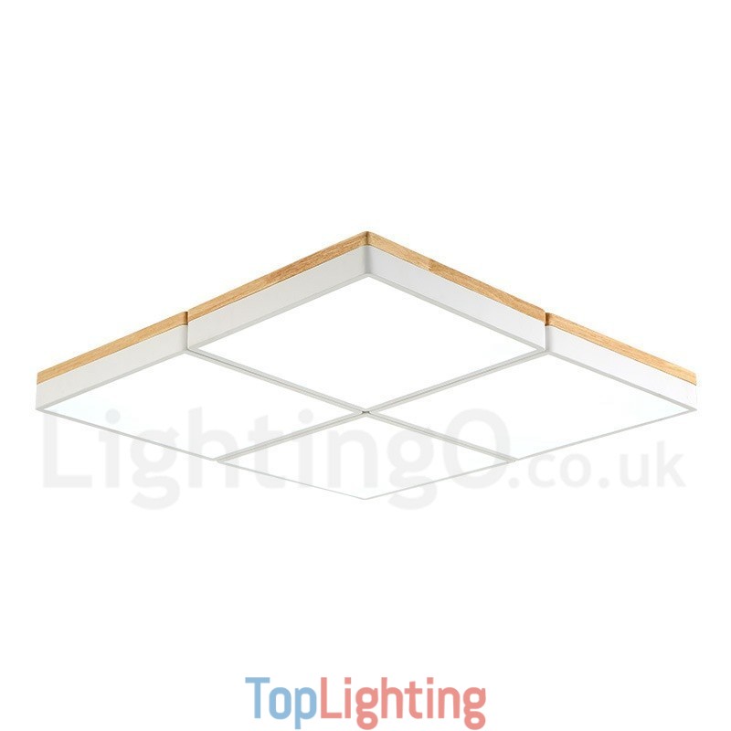 Large Square Dimmable Macaron Ultra thin Multi Colours Wood Ceiling Light with Acrylic Shade Ceiling Lamp Nordic Style