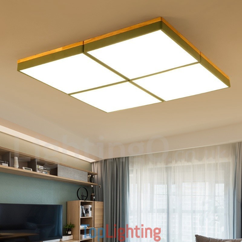 Large Square Dimmable Macaron Ultra thin Multi Colours Wood Ceiling Light with Acrylic Shade Ceiling Lamp Nordic Style