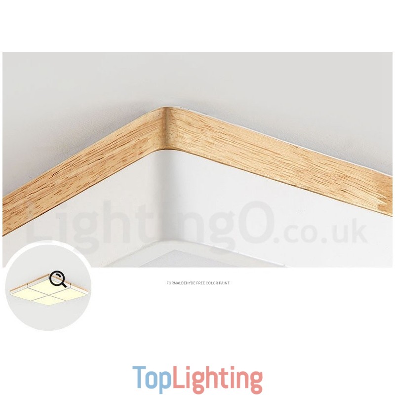 Large Square Dimmable Macaron Ultra thin Multi Colours Wood Ceiling Light with Acrylic Shade Ceiling Lamp Nordic Style