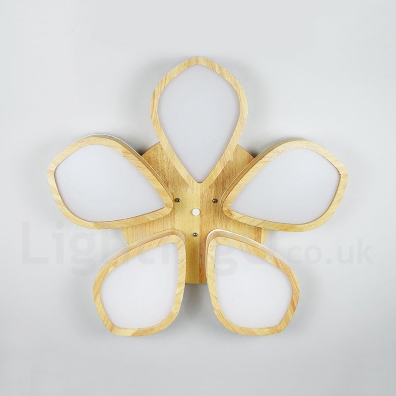 Wood Petal Ceiling Light with Acrylic Shade Ceiling Lamp Nordic Style