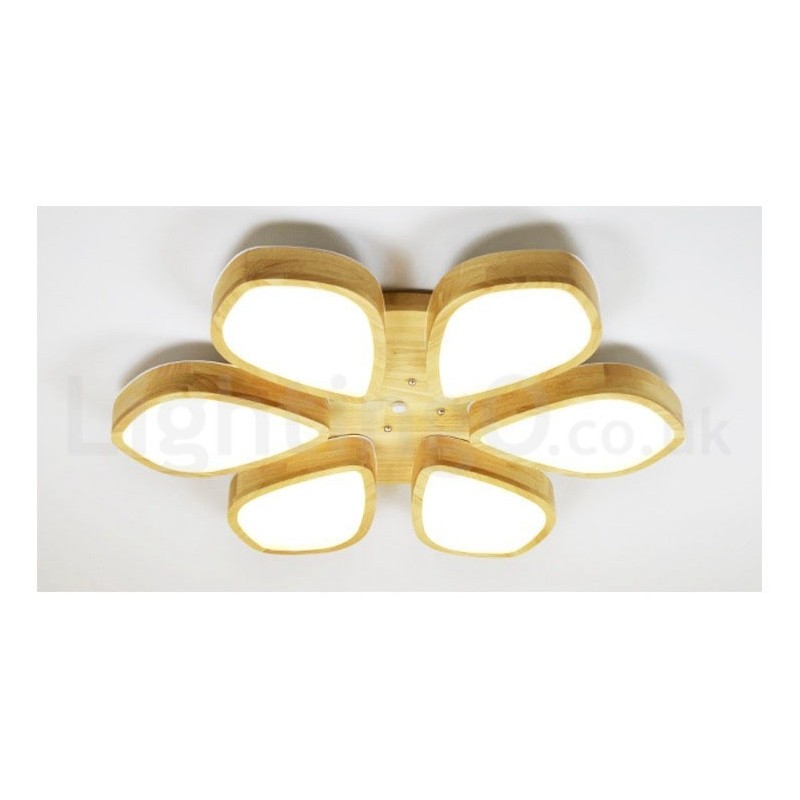 Wood Petal Ceiling Light with Acrylic Shade Ceiling Lamp Nordic Style
