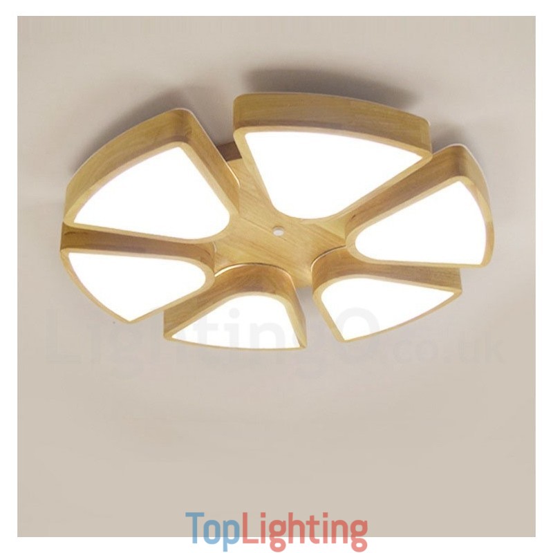 Wood Petal Ceiling Light with Acrylic Shade Ceiling Lamp Nordic Style