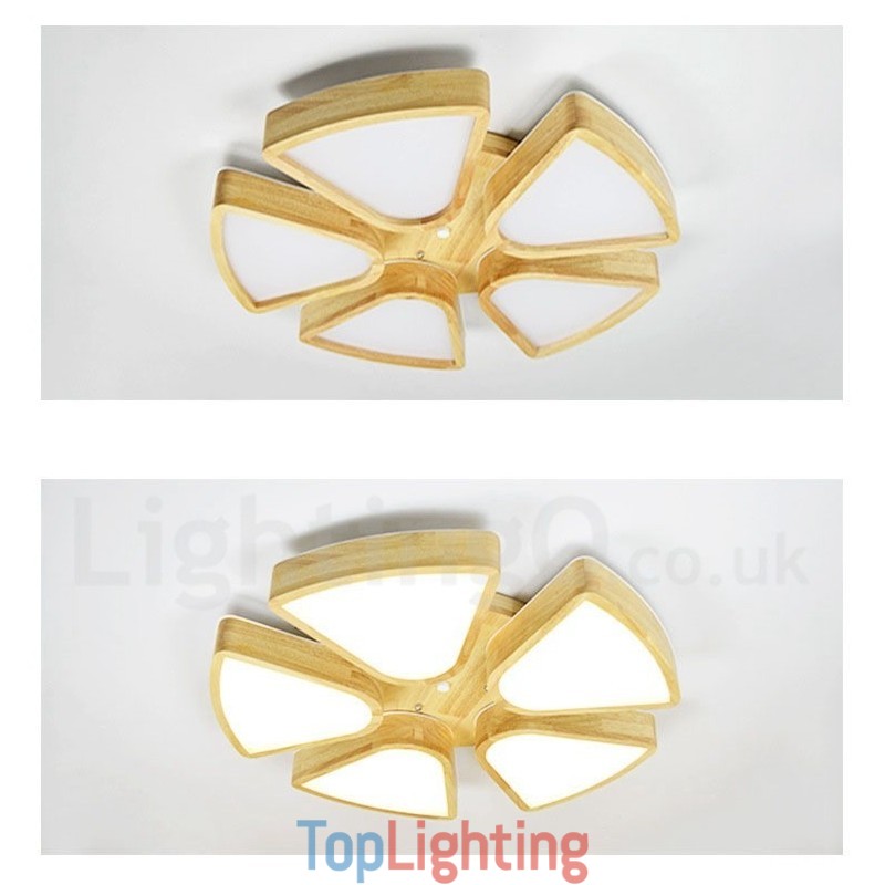 Wood Petal Ceiling Light with Acrylic Shade Ceiling Lamp Nordic Style