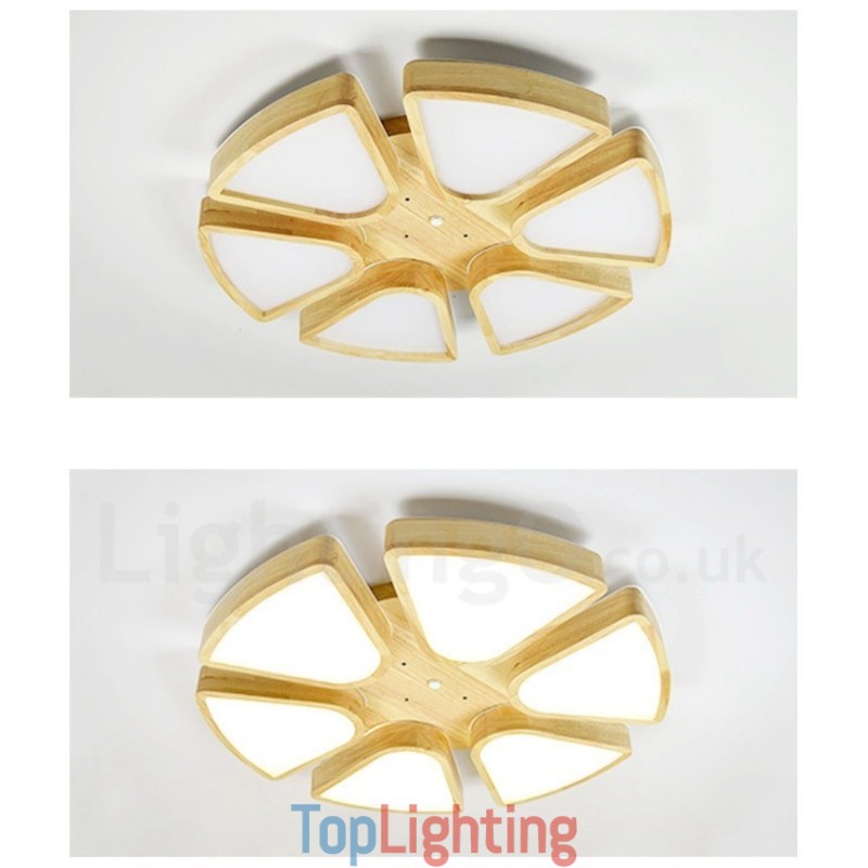 Wood Petal Ceiling Light with Acrylic Shade Ceiling Lamp Nordic Style