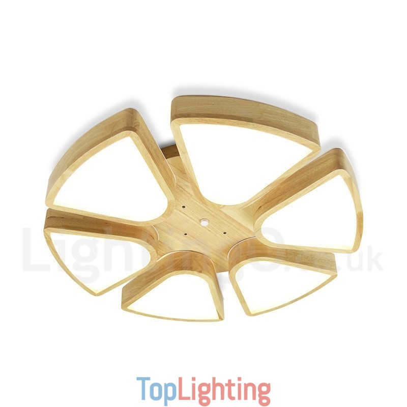 Wood Petal Ceiling Light with Acrylic Shade Ceiling Lamp Nordic Style