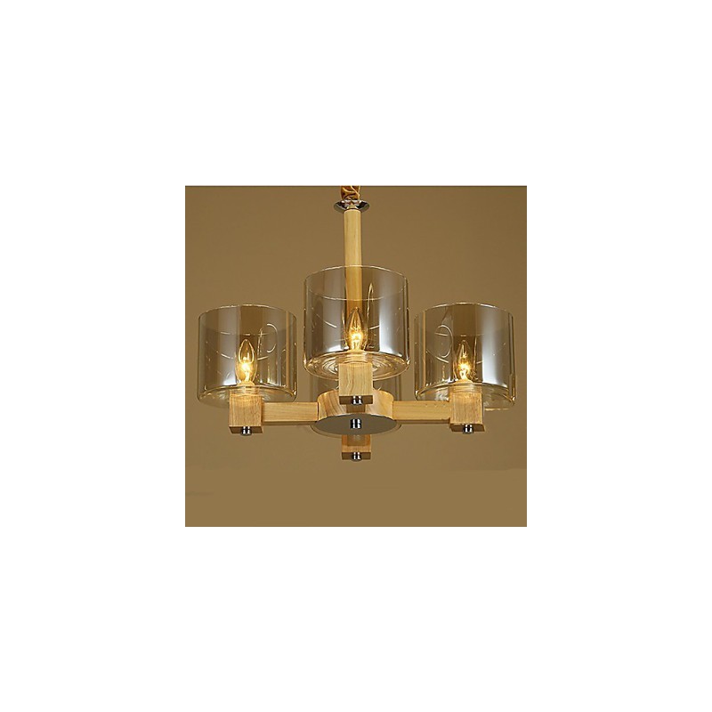 Fashion Pendant lamp Table Wooden Glass Cover