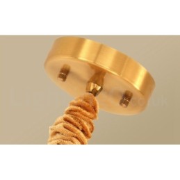 Pure Brass Simple Rustic Retro Vintage Brass Pendant Light with Fabric Shade