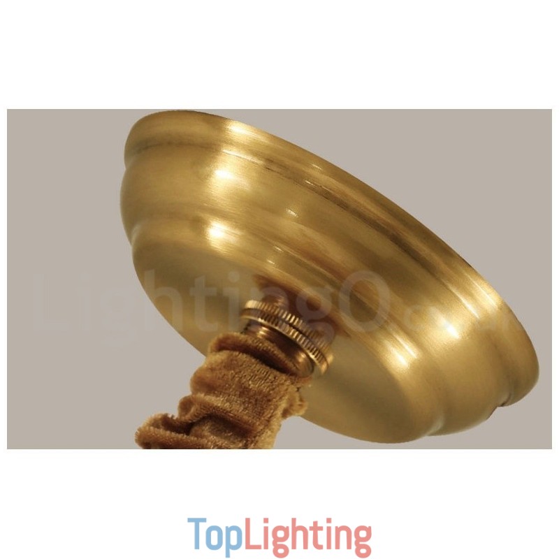 Pure Brass Large Luxurious Rustic Retro Vintage Brass Pendant Chandelier with Fabric Shades