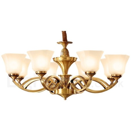 Pure Brass Large Luxurious Rustic Retro Vintage Brass Pendant Chandelier with Glass Shades Pure Brass Large Luxurious Rustic Retro Vintage Brass Pendant Chandelier with Glass Shades