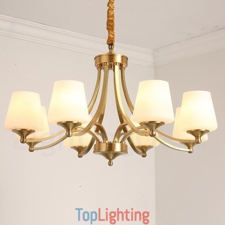 Pure Brass Large Luxurious Rustic Retro Vintage Brass Pendant Chandelier with Glass Shades Pure Brass Large Luxurious Rustic Retro Vintage Brass Pendant Chandelier with Glass Shades