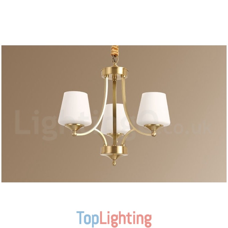 Pure Brass Large Luxurious Rustic Retro Vintage Brass Pendant Chandelier with Glass Shades