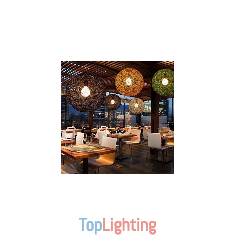 Country Simple Modern lamp Pastoral Rattan Lamp Hemp Ball Chandelier