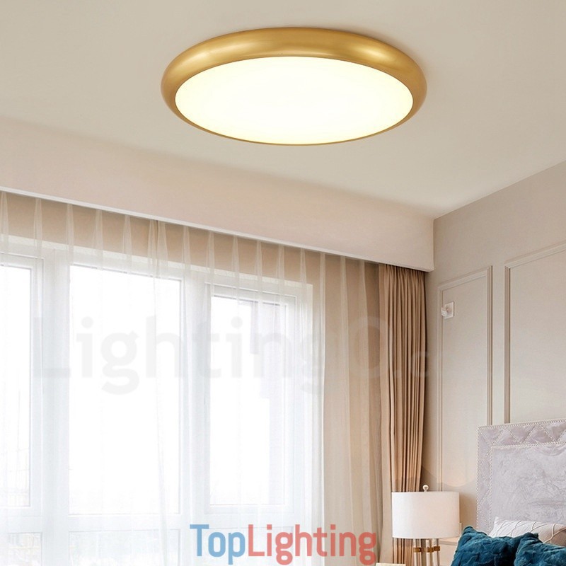 Ultra Thin Dimmable Modern Contemporary Nordic Style Flush Mount Brass Ceiling Lights with Acrylic Shade Also Can Be Used As Wall Light