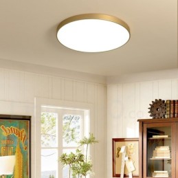 Ultra Thin 100% Brass Round Dimmable Modern Contemporary Nordic Style Flush Mount Brass Ceiling Lights with Acrylic Shade Also Can Be Used As Wall Light