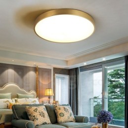 Ultra Thin 100% Brass Round Dimmable Modern Contemporary Nordic Style Flush Mount Brass Ceiling Lights with Acrylic Shade Also Can Be Used As Wall Light
