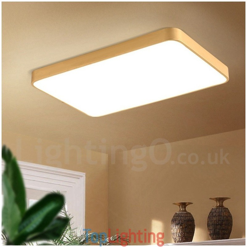 Ultra Thin Rectangle Dimmable Modern Contemporary Nordic Style Flush Mount Brass Ceiling Lights with Acrylic Shade Also Can Be Used As Wall Light