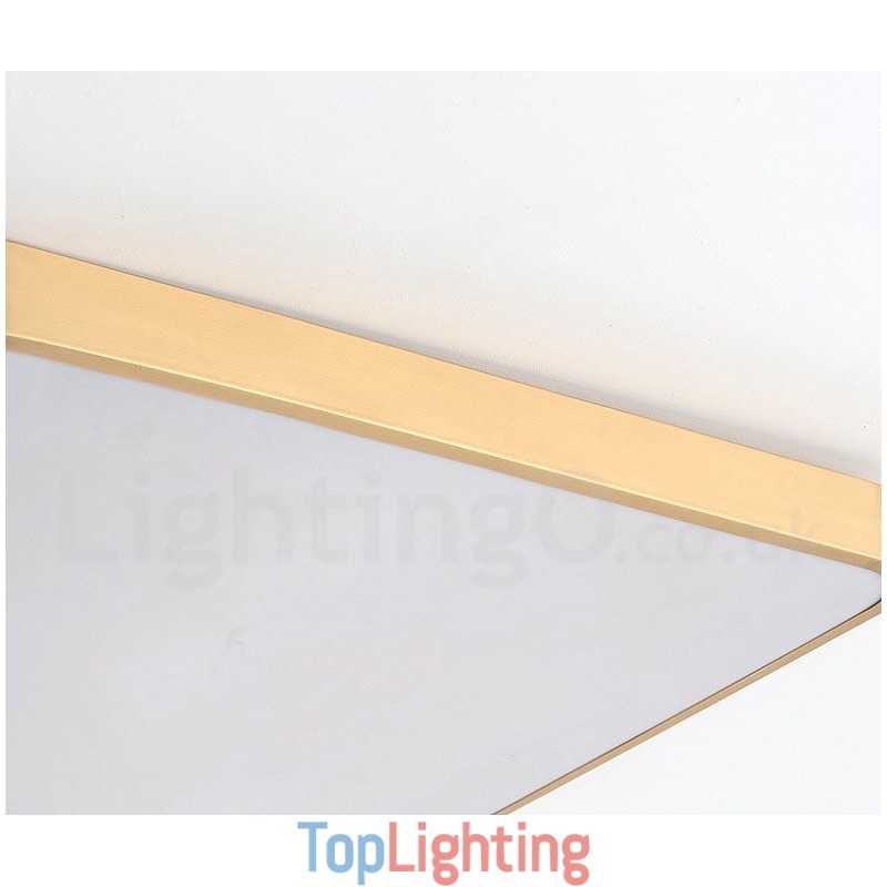 Ultra Thin Rectangle Dimmable Modern Contemporary Nordic Style Flush Mount Brass Ceiling Lights with Acrylic Shade Also Can Be Used As Wall Light