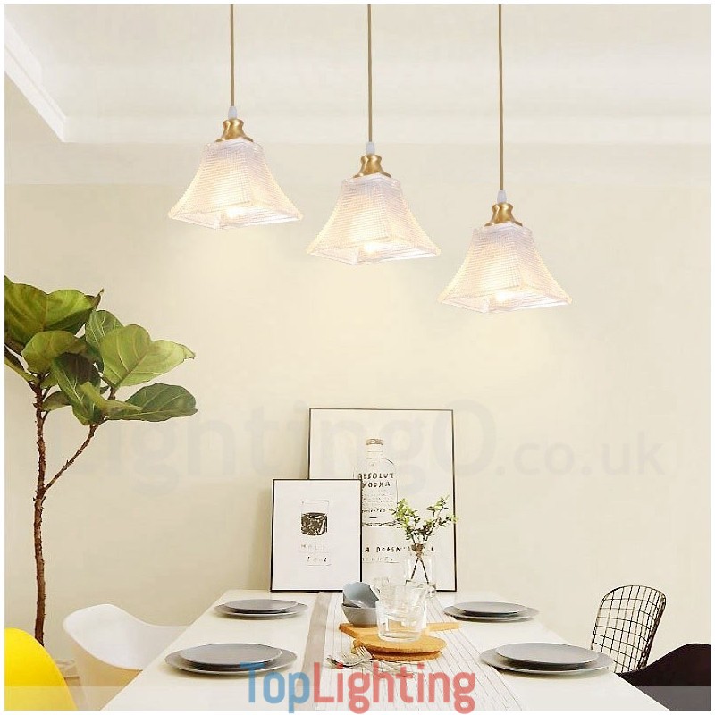 Pure Brass Rustic Lodge Nordic Style Pendant Light with Glass Shade