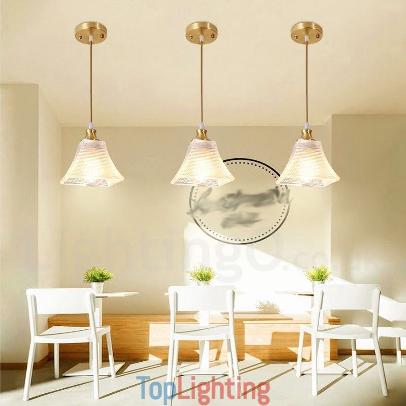 Pure Brass Rustic Lodge Nordic Style Pendant Light with Glass Shade