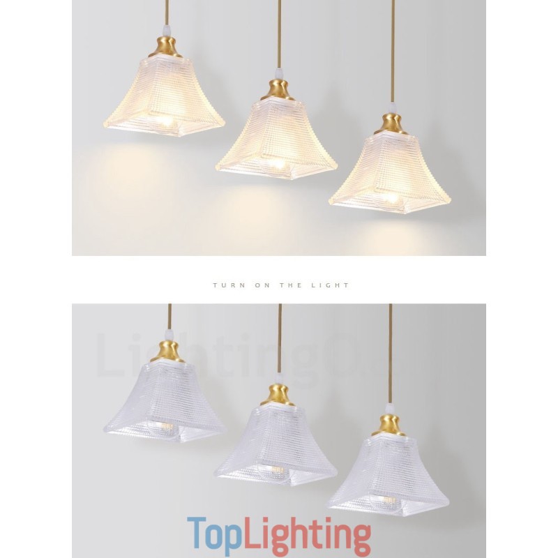 Pure Brass Rustic Lodge Nordic Style Pendant Light with Glass Shade