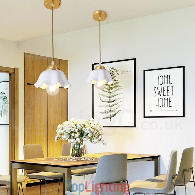 Pure Brass Rustic Lodge Nordic Style Pendant Light with Ceramics Shade