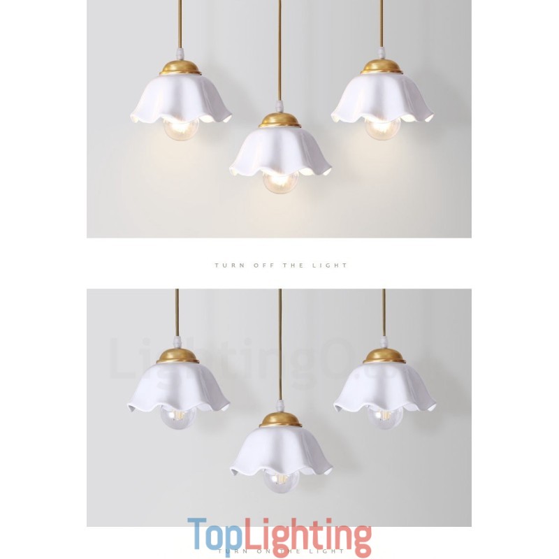 Pure Brass Rustic Lodge Nordic Style Pendant Light with Ceramics Shade