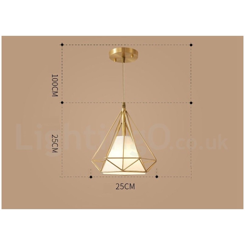 Pure Brass Rustic Lodge Nordic Style Pendant Light with Fabric Shade