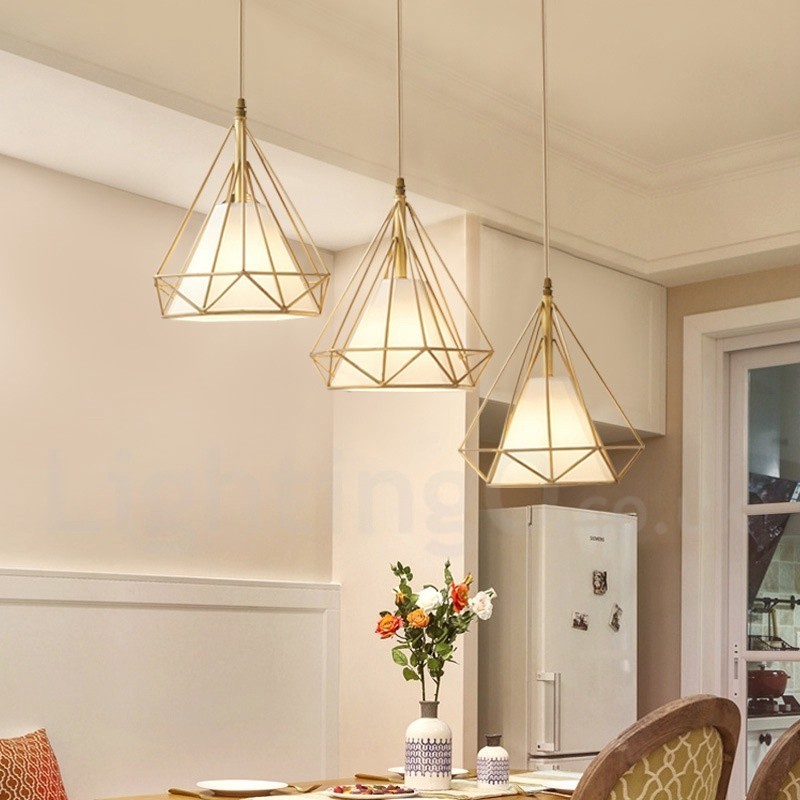 Pure Brass Rustic Lodge Nordic Style Pendant Light with Fabric Shade