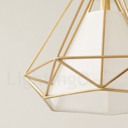 Pure Brass Rustic Lodge Nordic Style Pendant Light with Fabric Shade