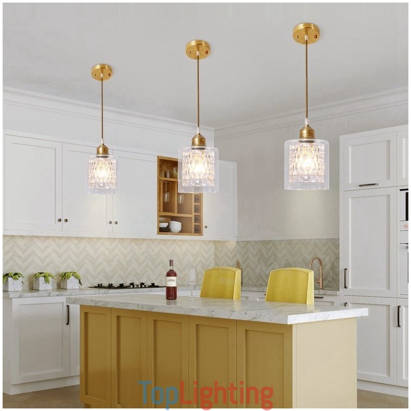 Pure Brass Rustic Lodge Nordic Style Pendant Light with Glass Shade