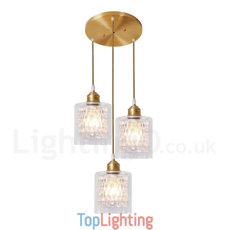 Pure Brass Rustic Lodge Nordic Style Pendant Light with Glass Shade