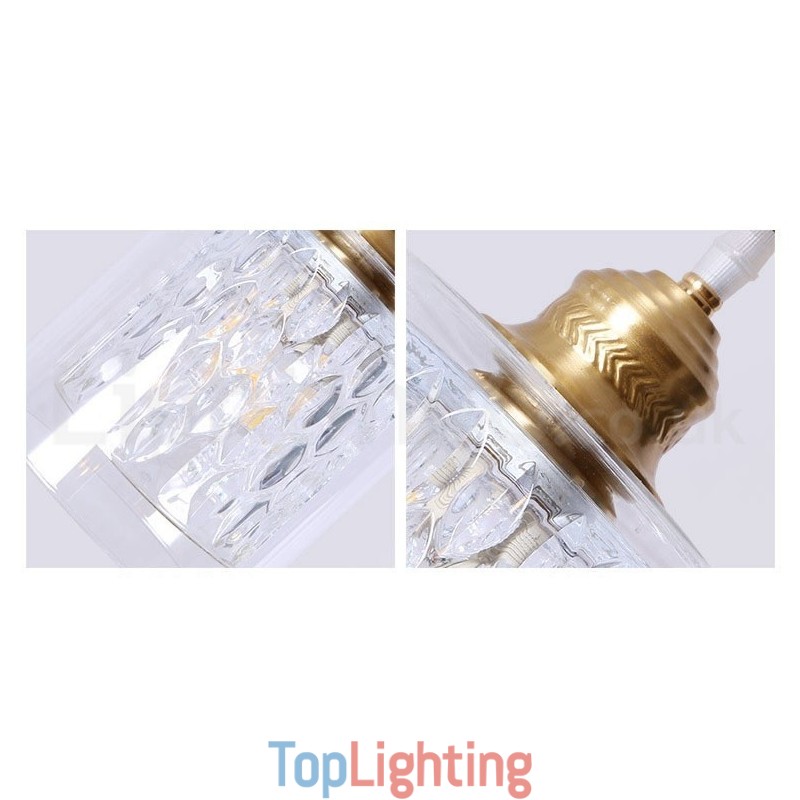 Pure Brass Rustic Lodge Nordic Style Pendant Light with Glass Shade