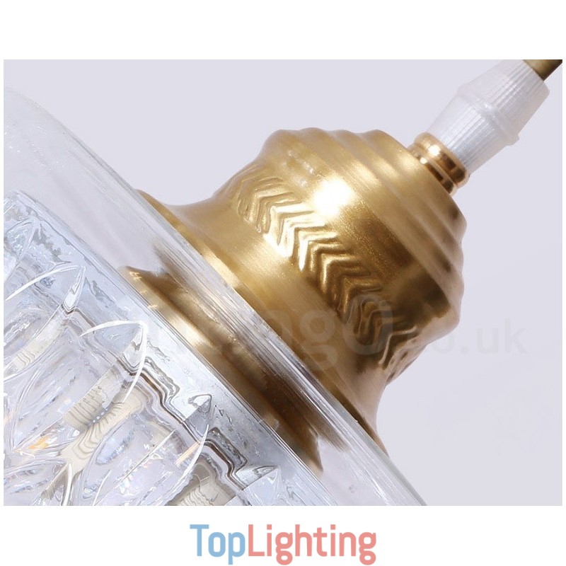 Pure Brass Rustic Lodge Nordic Style Pendant Light with Glass Shade