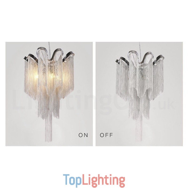 Aluminum Tassels Chandelier Designer Pendant Light Silver Colour