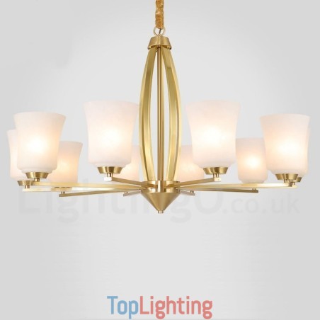 Retro Vintage Brass Pendant Chandelier with Glass Shades Retro Vintage Brass Pendant Chandelier with Glass Shades