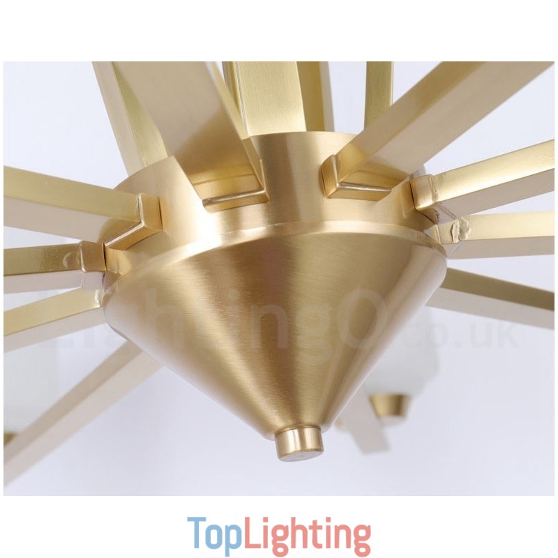 Retro Vintage Brass Pendant Chandelier with Glass Shades