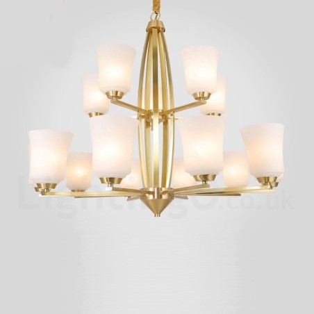 15 Light Pure Brass Large Luxurious Rustic Retro Vintage Brass Pendant Chandelier with Glass Shades 15 Light Pure Brass Large Luxurious Rustic Retro Vintage Brass Pendant Chandelier with Glass Shades