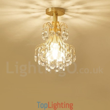 Pure Brass Rustic Lodge Nordic Style Flush Mount Crystal Ceiling Lights Pure Brass Rustic Lodge Nordic Style Flush Mount Crystal Ceiling Lights