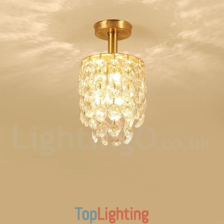 Pure Brass Rustic Lodge Nordic Style Flush Mount Crystal Ceiling Lights Pure Brass Rustic Lodge Nordic Style Flush Mount Crystal Ceiling Lights