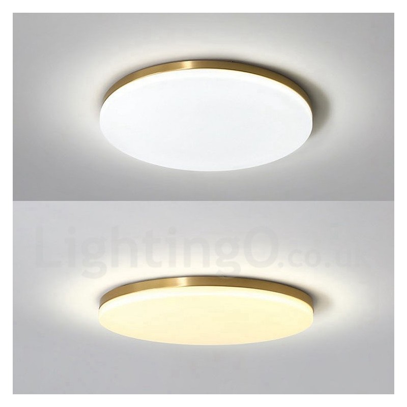 Brass Ultra Thin Round Dimmable Modern Contemporary Nordic Style Flush Mount Ceiling Lights with Acrylic Shade Also Can Be Used As Wall Light
