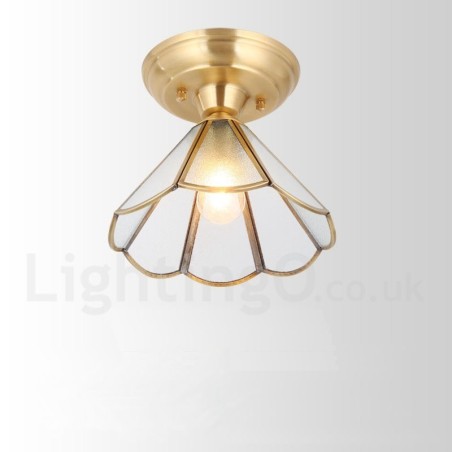 Pure Brass Rustic Lodge Nordic Style Flush Mount Ceiling Light with Glass Shade Pure Brass Rustic Lodge Nordic Style Flush Mount Ceiling Light with Glass Shade