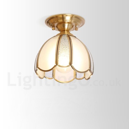 Pure Brass Rustic Lodge Nordic Style Flush Mount Ceiling Light with Glass Shade Pure Brass Rustic Lodge Nordic Style Flush Mount Ceiling Light with Glass Shade