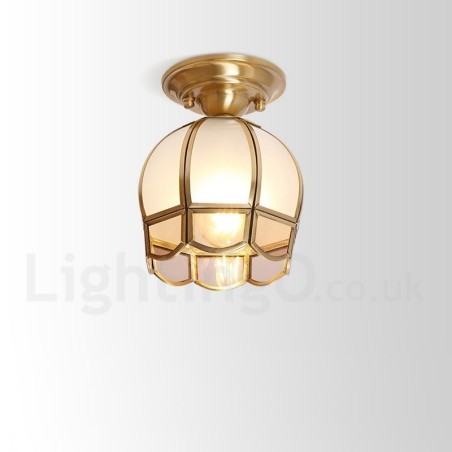 Pure Brass Rustic Lodge Nordic Style Flush Mount Ceiling Light with Glass Shade Pure Brass Rustic Lodge Nordic Style Flush Mount Ceiling Light with Glass Shade