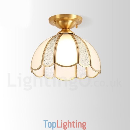 Pure Brass Rustic Lodge Nordic Style Flush Mount Ceiling Light with Glass Shade Pure Brass Rustic Lodge Nordic Style Flush Mount Ceiling Light with Glass Shade
