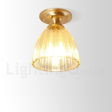 Pure Brass Rustic Lodge Nordic Style Flush Mount Ceiling Light with Glass Shade Pure Brass Rustic Lodge Nordic Style Flush Mount Ceiling Light with Glass Shade