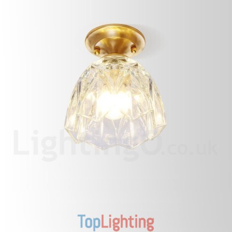 Pure Brass Rustic Lodge Nordic Style Flush Mount Ceiling Light with Glass Shade Pure Brass Rustic Lodge Nordic Style Flush Mount Ceiling Light with Glass Shade