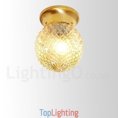 Pure Brass Rustic Lodge Nordic Style Flush Mount Ceiling Light with Glass Shade Pure Brass Rustic Lodge Nordic Style Flush Mount Ceiling Light with Glass Shade