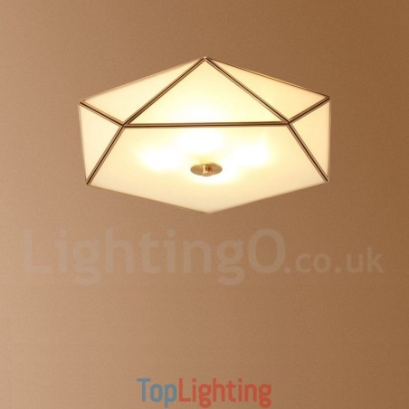 Pure Brass Rustic Lodge Nordic Style Flush Mount Ceiling Light with Glass Shade Pure Brass Rustic Lodge Nordic Style Flush Mount Ceiling Light with Glass Shade